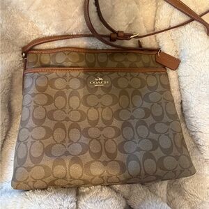 Coach Tan and Brown Signature Crossbody Bag
